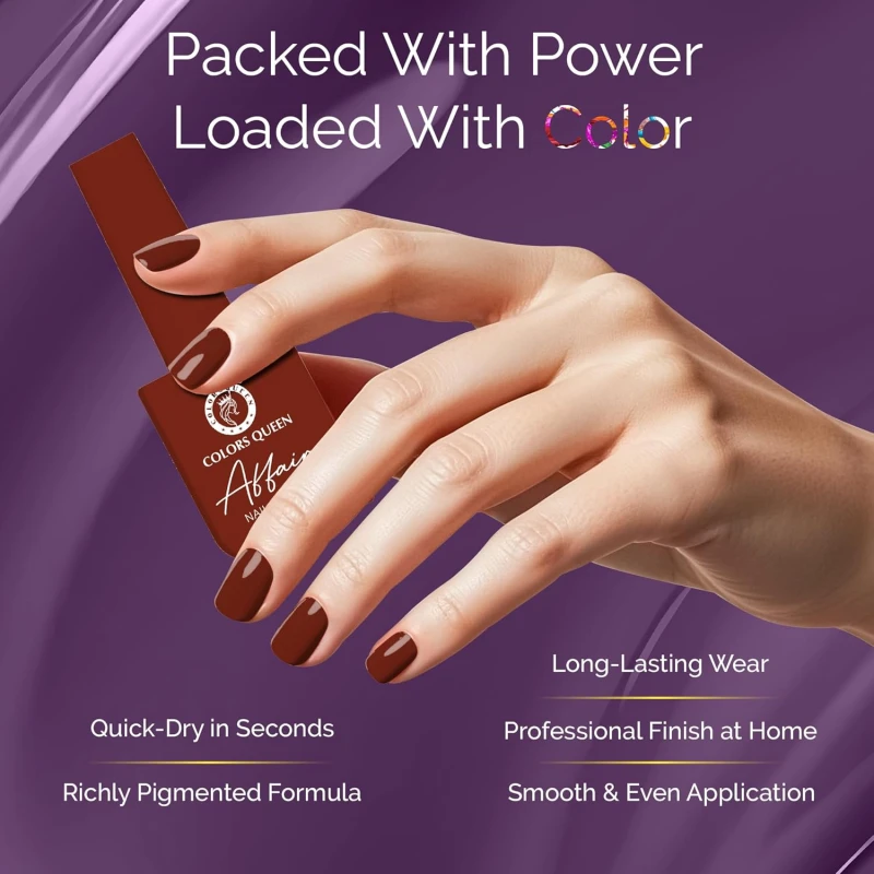Colors Queen Affair Nail Polish - 61 - Rose Wood 13ml | Rich Pigmentation, Quick Drying, Long Lasting Nail Paint | Chip Resistant, No Harmful Chemicals, Semi Matte Nail Polish for Women thumbnail 3